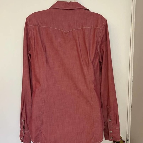 GAP 1969 VINTAGE RED WESTERN BLOUSE PEARL SNAPS SIZE MEDIUM - Picture 7 of 8